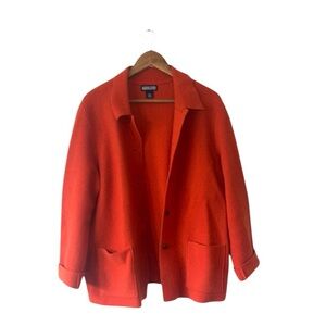 Lands’ End Burnt Orange Boiled Wool Jacket Coat Shacket Buttons Pockets Size 18W
